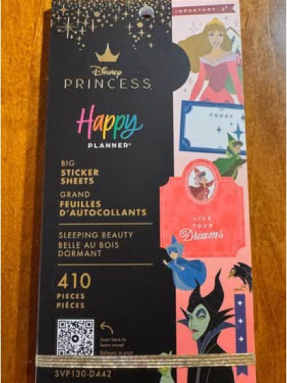Disney Princess Happy Planner Sleeping Beauty Sticker Pack - Black & Pink